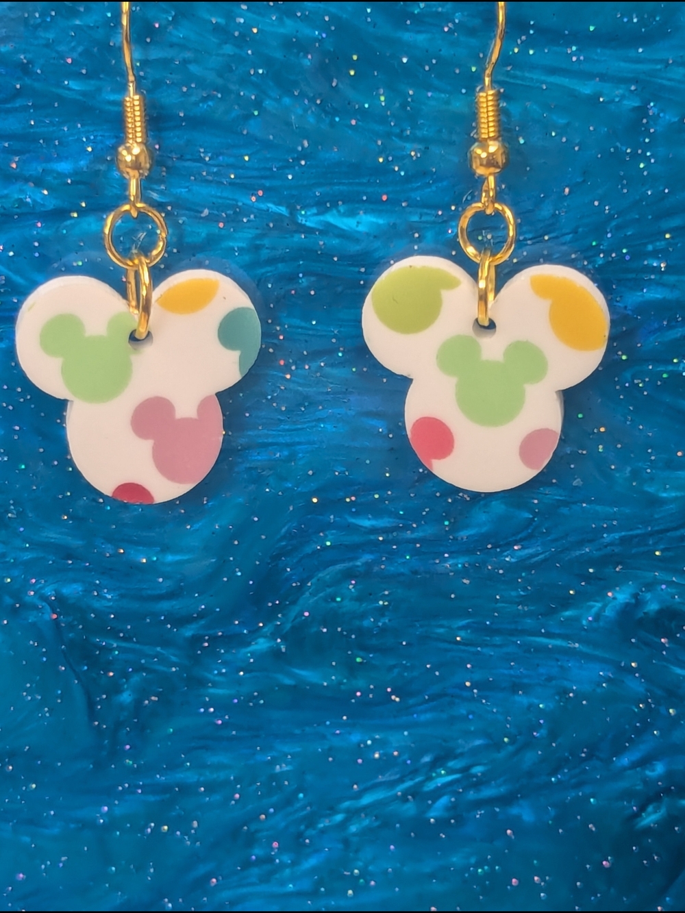 Pastel Mouse Ear Dangle Earrings Acrylic Theme Park Vacation Earrings